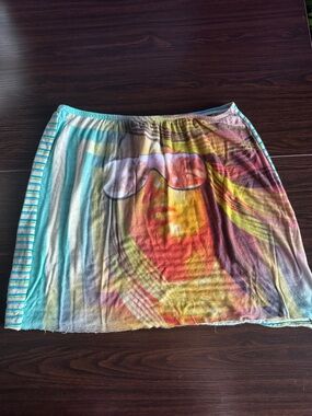 Custo Barcelona Multicolor Graphic Mini Skirt - Turquoise, Yellow, Red